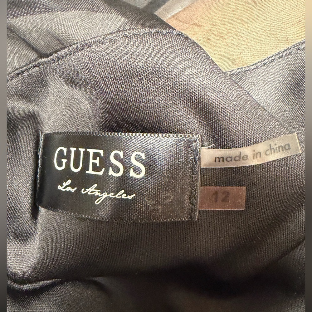 GUESS Los Angeles Black Sheer Mesh Fit & Flare Dress Sz 12 Elegant Cocktail - Picture 2 of 6